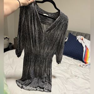 Joie Sleeve Drop Waist Grey and White Dress XS